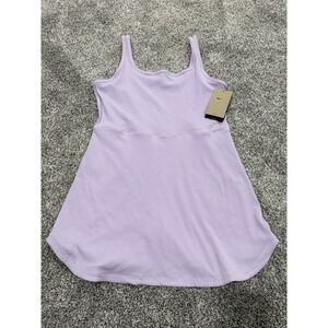 Nike One Dri-FIT Ribbed‎ Tennis Dress Purple Lilac FQ7865-512 Womens Large NWT